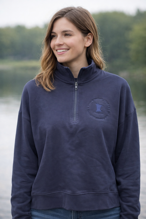 Women's Navy Crop Quarter Zip